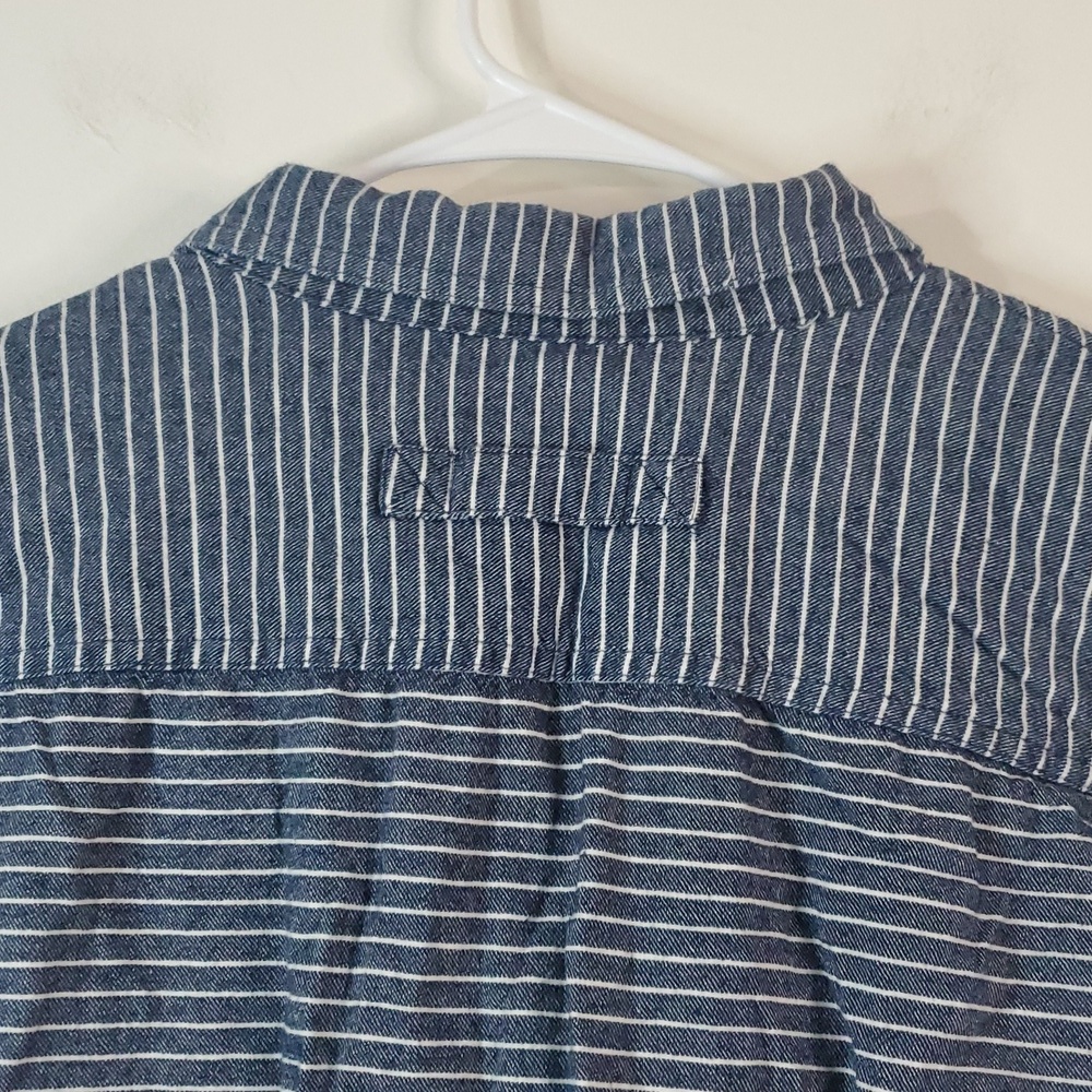 Duluth Trading Mens Free Swingin Flannel Shirt Size 2XL Tall Blue White Stripe - Picture 7 of 10